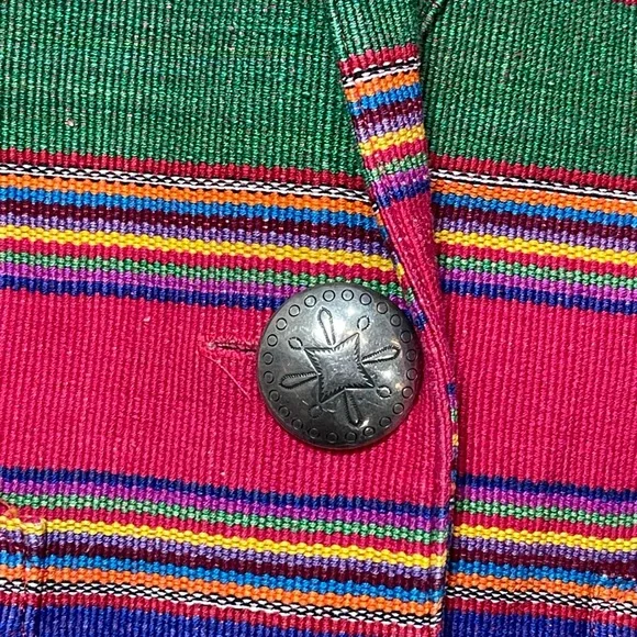 Vintage Weekend Wear 90s Striped Blanket Weave Jacket Long Western Aztec Blazer - Picture 8 of 16